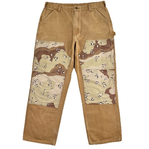 Carhartt Dungaree Double Knee Custom Chocolate Chip Camo Pants Mens 36x31 B11BRN - Picture 1 of 13